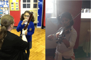 Woodwind and Strings instrument demonstrations with EMS tutors